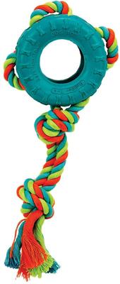 Show full view: Chomper Tredz Rope Rubber Tire Dog Tug Toy, Black slide 2 of 4