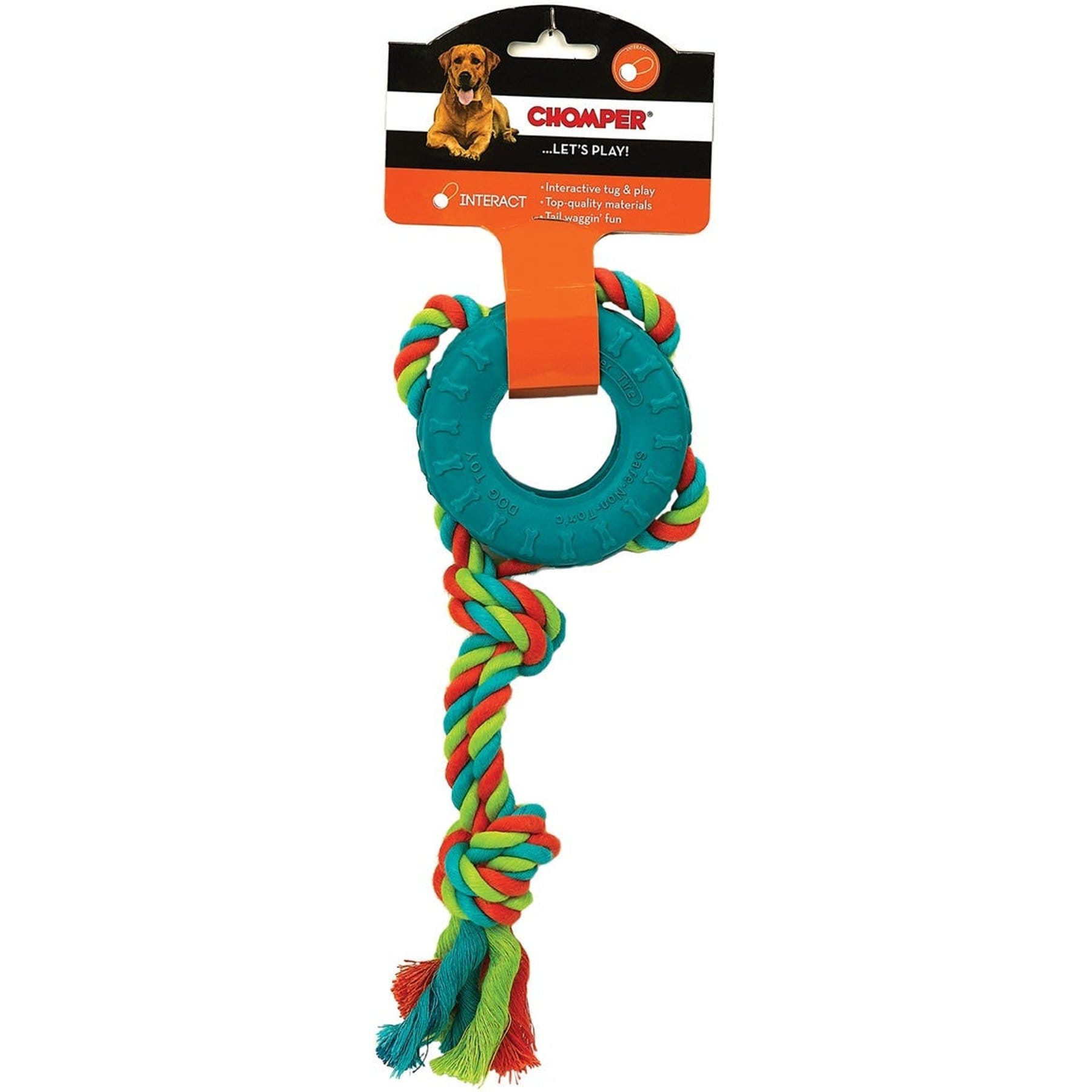 Chomper Tredz Rope Rubber Tire Dog Tug Toy, Black