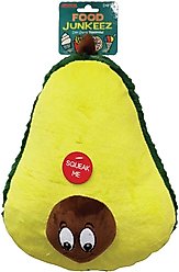 Chomper Food Junkeez Plush Avocado Squeaky Dog Chew Toy, Large