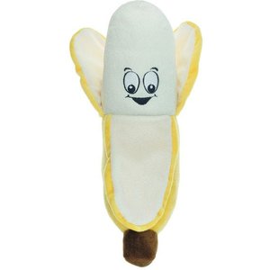 Chomper Food Junkeez Plush Banana Squeaky Dog Chew Toy, Small