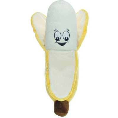 Chomper Chomper Food Junkeez Plush Banana Squeaky Dog Chew Toy, Small