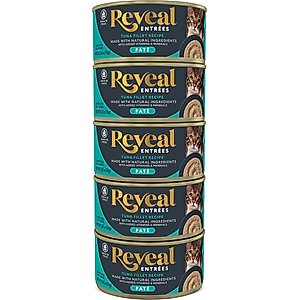 Reveal Entrees Tuna Fillet in Broth Pate Recipe Grain-Free Wet Cat Food, 2.47-oz can, case of 5