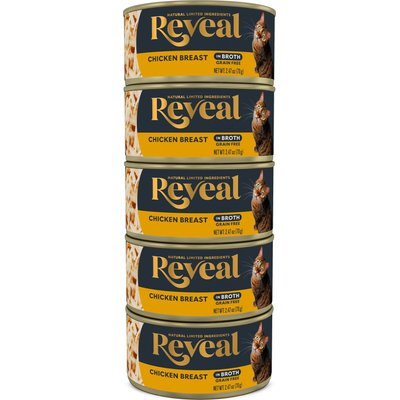 Reveal Reveal Natural Limited Ingredient Chicken Breast in Broth Grain-Free Wet Cat Food, 2.47-oz can, case of 5