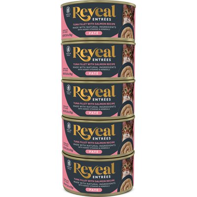 Reveal Reveal Entrees Tuna Fillet with Salmon in Broth Pate Recipe Grain-Free Wet Cat Food, 2.47-oz can, case of 5