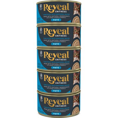 Reveal Reveal Entrees Tuna Fillet with Mackerel in Broth Pate Recipe Grain-Free Wet Cat Food, 2.47-oz can, case of 5