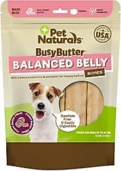 Pet Naturals BusyButter Balanced Belly Pumpkin & Probiotic Peanut Butter Flavored Dog Chews, Small, 22 count