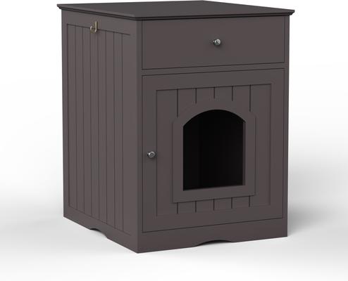 Show full view: Cesicia Wooden Side Table Cat Litter Box Enclosure slide 3 of 7