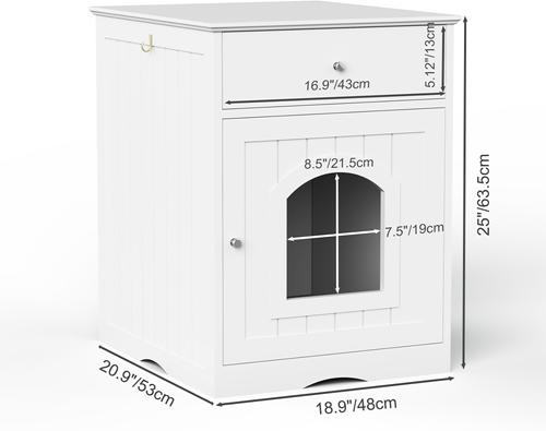 Show full view: Cesicia Wooden Side Table Cat Litter Box Enclosure with Drawer slide 6 of 6