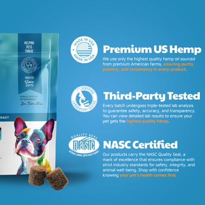 Show full view: VetHemp Broad-Spectrum Hemp Extract Calming Soft Chews for Dogs, 30 count slide 5 of 8