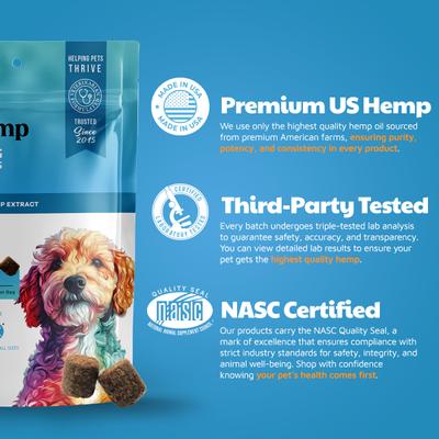 Show full view: VetHemp Broad-Spectrum Hemp Extract Calming Soft Chews for Dogs, 120 count slide 5 of 8