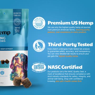 Show full view: VetHemp Broad-Spectrum Hemp Extract Calming Soft Chews for Dogs, 60 count slide 5 of 8