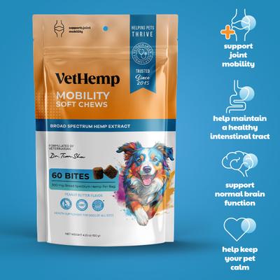 Show full view: VetHemp Mobility Broad-Spectrum Hemp Extract Hip & Joint Soft Chews for Dogs, 60 count slide 6 of 8