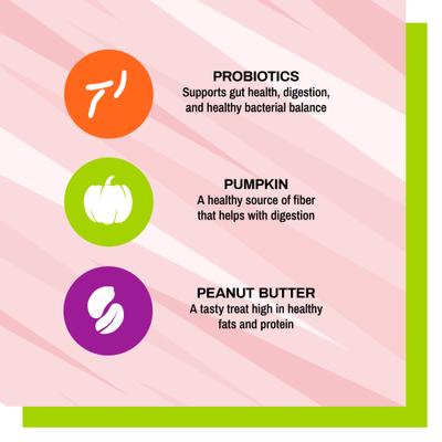 Show full view: Pet Naturals BusyButter Balanced Belly Pumpkin & Probiotic Peanut Butter Flavored Dog Chews, Medium/Large, 4 count slide 4 of 11