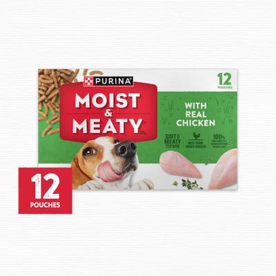 Show full view: Moist & Meaty Real Chicken Recipe Soft Dry Dog Food, 6-oz pouch, case of 12 slide 3 of 12