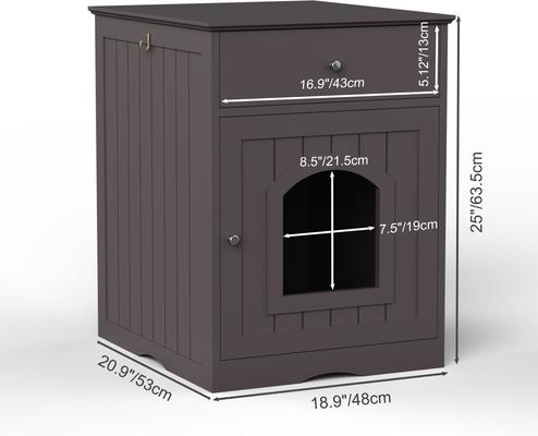 Show full view: Cesicia Wooden Side Table Cat Litter Box Enclosure slide 5 of 7