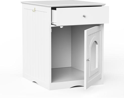 Show full view: Cesicia Wooden Side Table Cat Litter Box Enclosure with Drawer slide 5 of 6