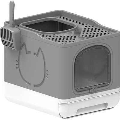 allforpaws allforpaws Go Fresh Foldable Cat Litter Box, Large, Grey
