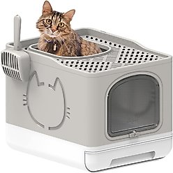 allforpaws Go Fresh Foldable Cat Litter Box, Medium, Sand
