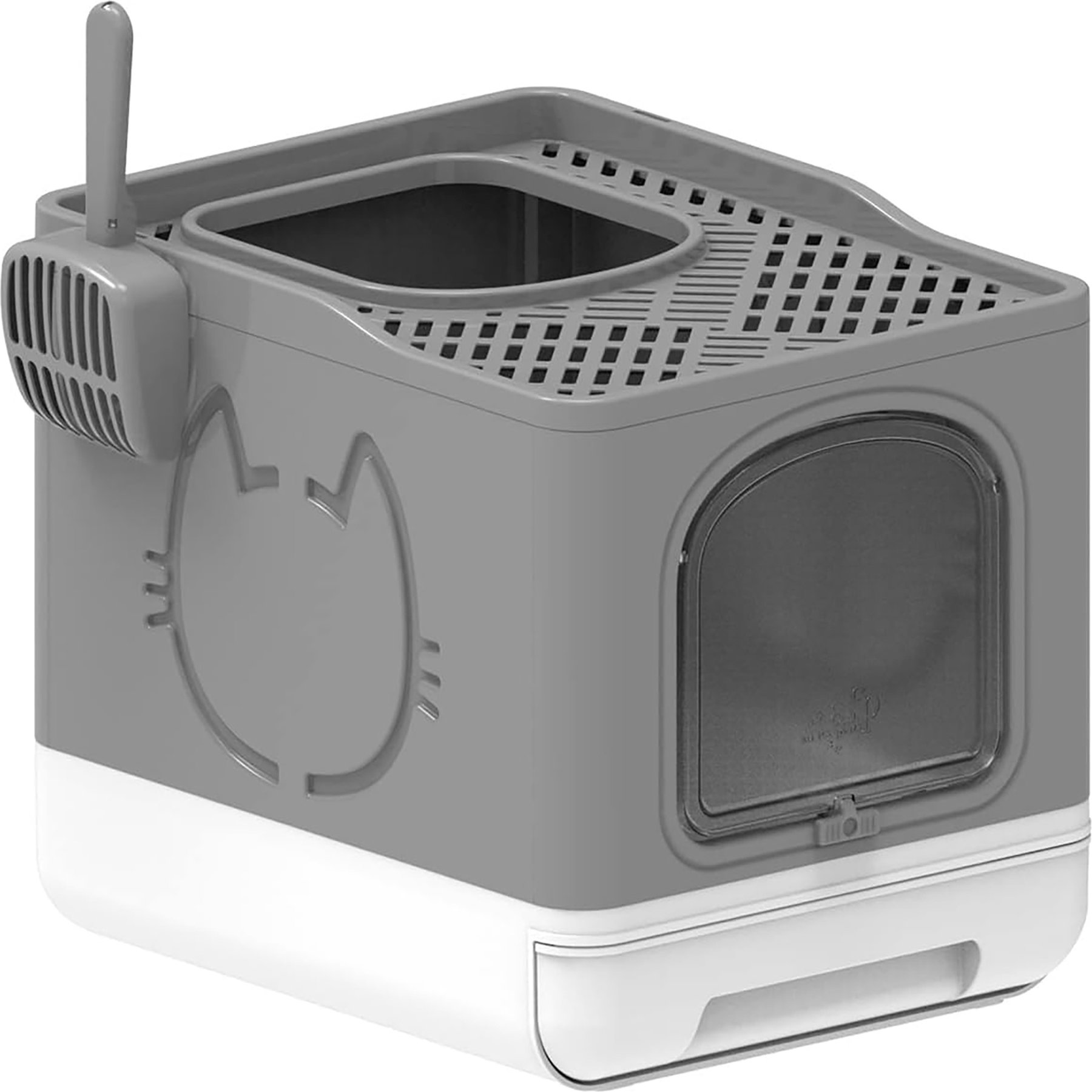 allforpaws Go Fresh Foldable Cat Litter Box, Medium, Grey