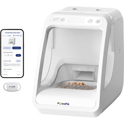 PawsPik PawsPik Automatic Microchip RFID Cat Feeder, White, 16-cup