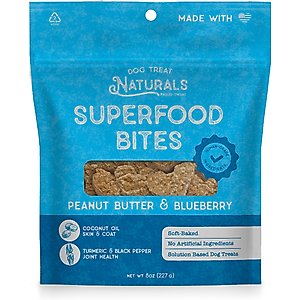 Dog Treat Naturals Peanut Butter & Blueberry Superfood Bites Dog Treats, 8-oz bag