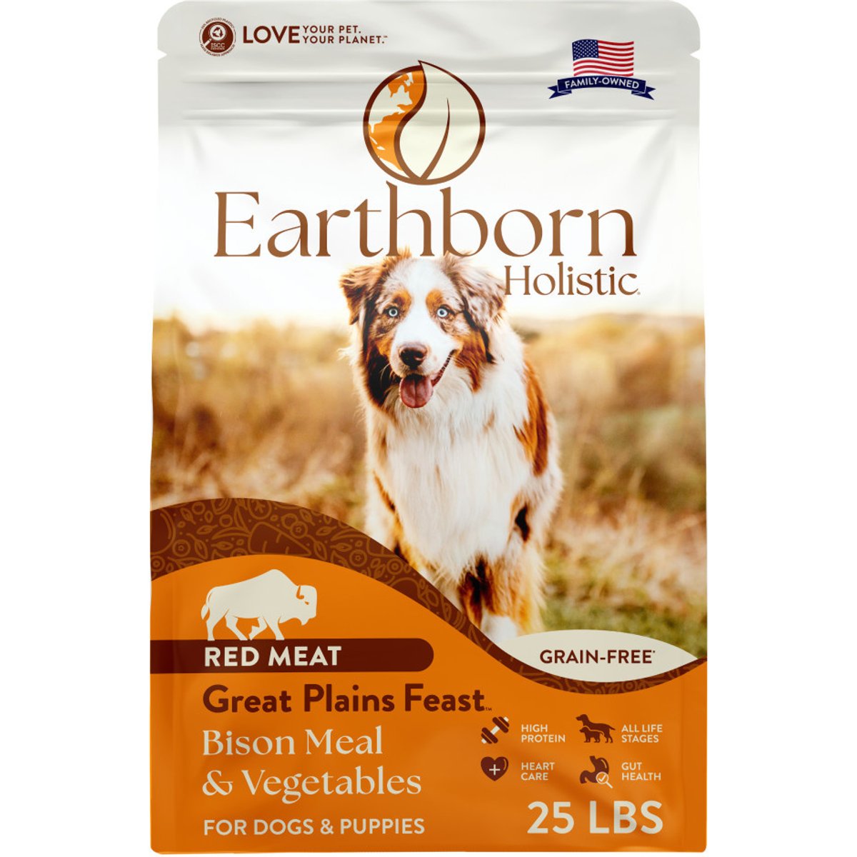 Earthborn Holistic Great Plains Feast Bison Meal & Vegetables Grain-Free Dry Dog Food, 25-lb bag
