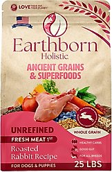 Earthborn Holistic Unrefined Roasted Rabbit with Ancient Grains & Superfoods Dry Dog Food, 25-lb bag