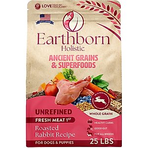 Earthborn Holistic Unrefined Roasted Rabbit with Ancient Grains & Superfoods Dry Dog Food, 25-lb bag