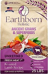 Earthborn Holistic Unrefined Roasted Lamb with Ancient Grains & Superfoods Dry Dog Food, 25-lb bag