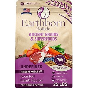 Earthborn Holistic Unrefined Roasted Lamb with Ancient Grains & Superfoods Dry Dog Food, 25-lb bag