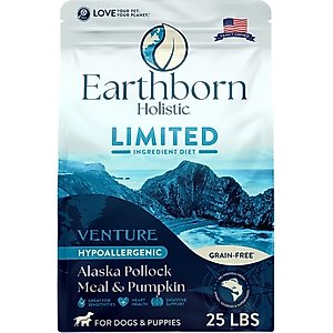 Earthborn Holistic Venture Limited Ingredient Alaska Pollock Meal & Pumpkin Grain-Free Dry Dog Food, 25-lb bag