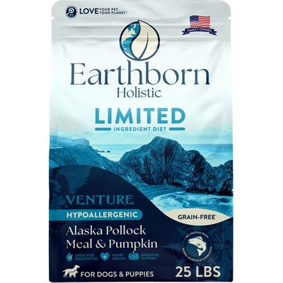 Earthborn Holistic Earthborn Holistic Venture Limited Ingredient Alaska Pollock Meal & Pumpkin Grain-Free Dry Dog Food, 25-lb bag