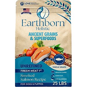Earthborn Holistic Unrefined Smoked Salmon with Ancient Grains & Superfoods Dry Dog Food, 25-lb bag