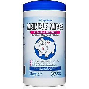 Squishface Wrinkle Wipes Dog Grooming Wipes, 80 count