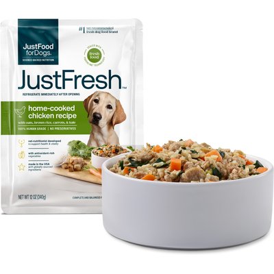 JustFoodForDogs JustFoodForDogs JustFresh Human Grade Home-Cooked Chicken Recipe Fresh Dog Food, 12-oz pouch