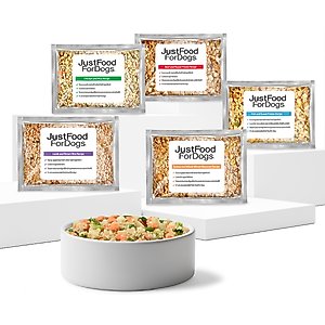 JustFoodForDogs Sampler Variety Box Frozen Human-Grade Fresh Dog Food, 18-oz pouch, case of 7
