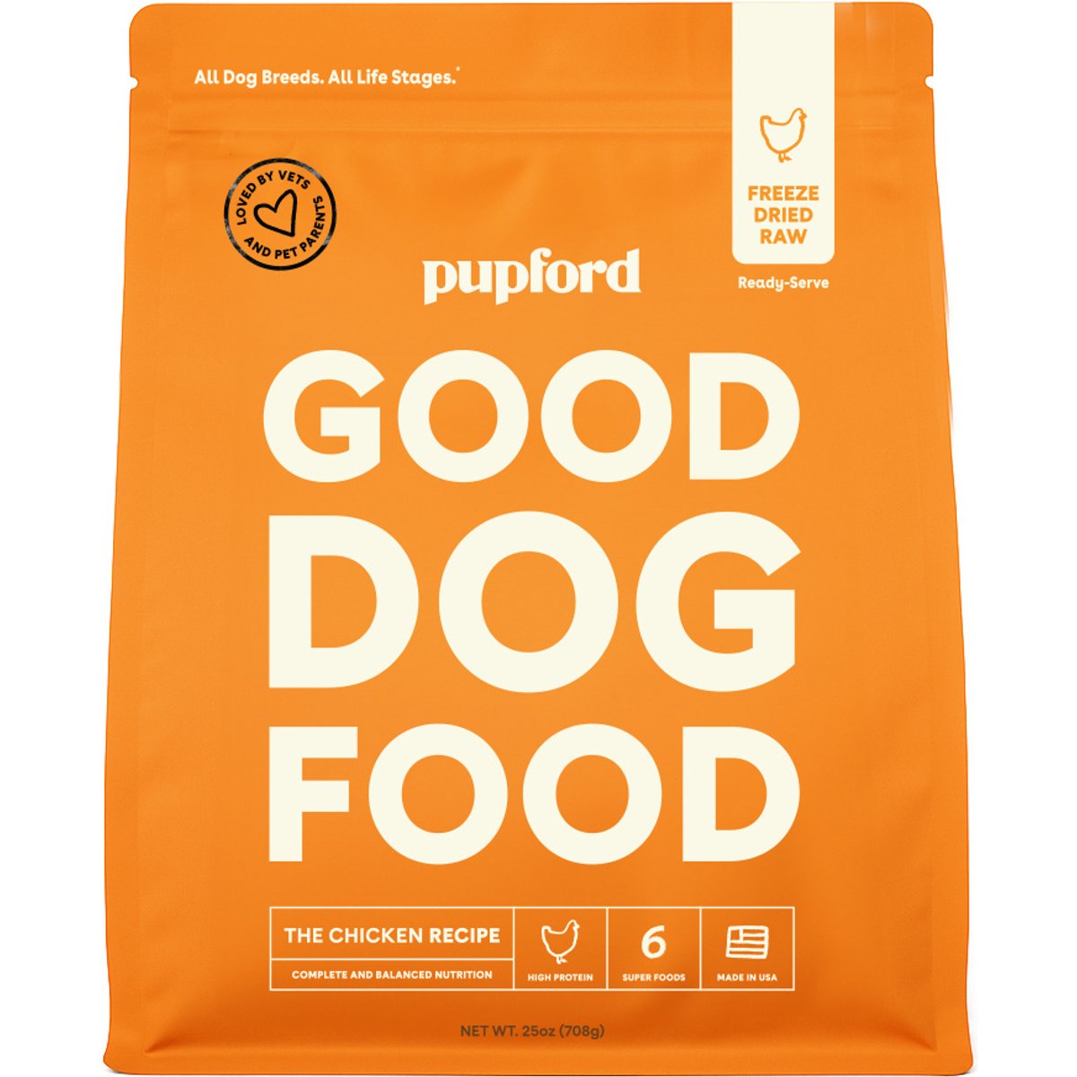 Pupford Good Dog Food Chicken Recipe Freeze-Dried Dog Food, 25-oz bag