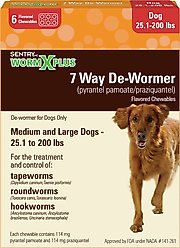 Sentry HC WormX Plus 7 Way Dewormer for Hookworms, Roundworm & Tapeworms for Medium & Large Breed Dogs, 6 count