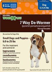 Sentry HC WormX Plus 7 Way Dewormer for Hookworms, Roundworm & Tapeworms for Small Breed Dogs, 6 count