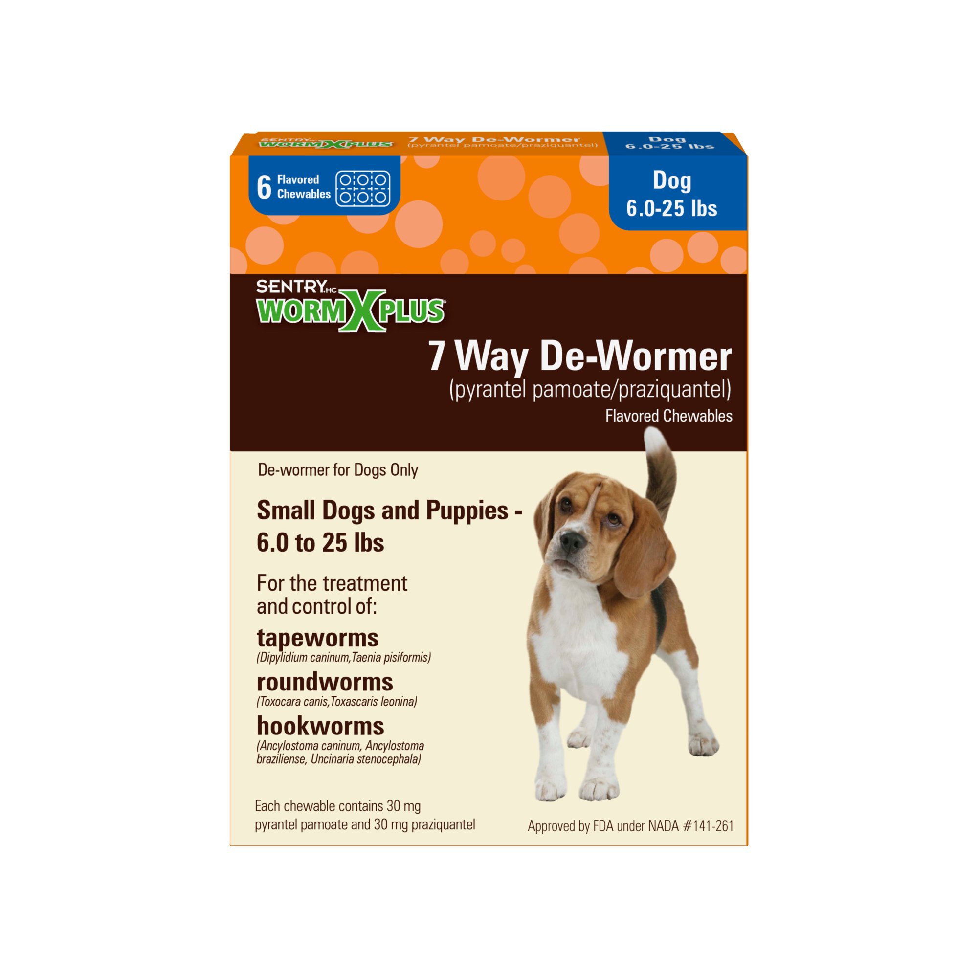 HC WormX Plus 7 Way Dewormer for Hookworms, Roundworm & Tapeworms for Small Breed Dogs