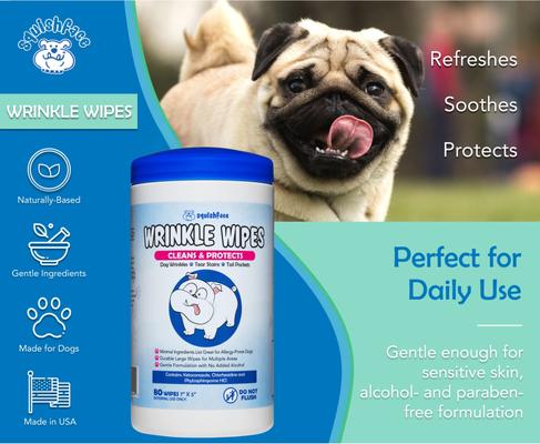 Show full view: Squishface Wrinkle Wipes Dog Grooming Wipes, 80 count slide 8 of 8