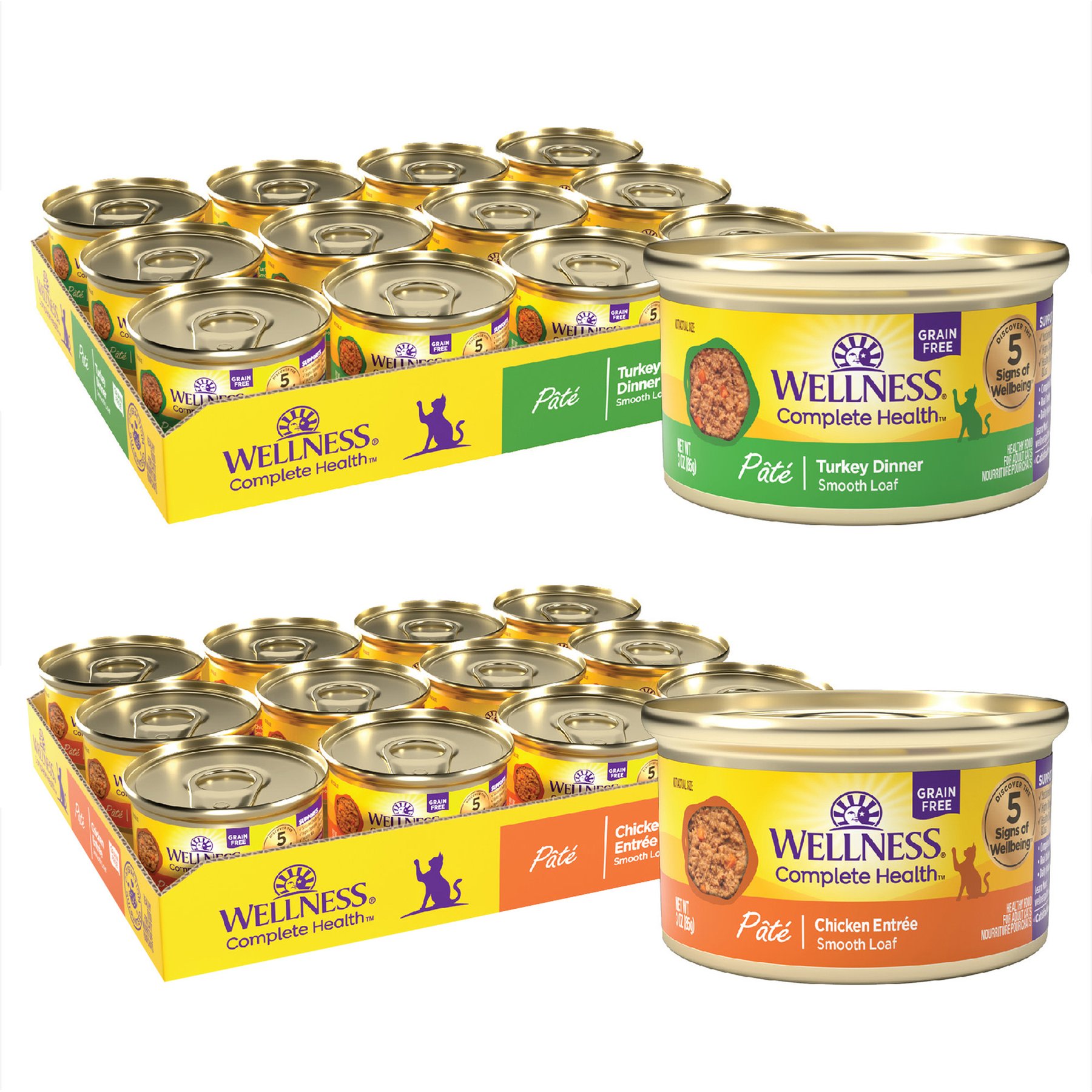 Wellness Complete Health Pate Chicken Entree + Turkey Formula Canned Cat Food