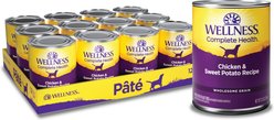 Wellness Complete Health Chicken & Sweet Potato Formula Natural Canned Dog Food, 12.5-oz can, bundle of 24