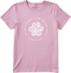 LIFE IS GOOD Women's Best Things Floral Paw Short Sleeve Crusher-LITE Tee, XXX-Large