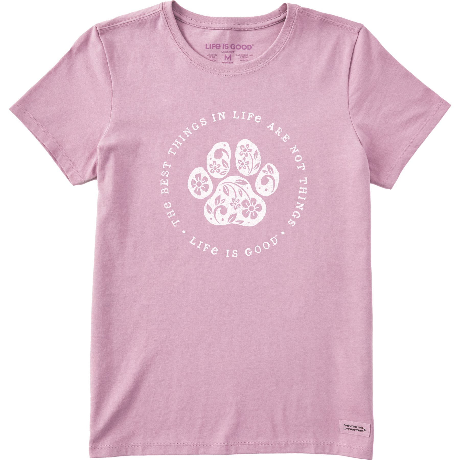 LIFE IS GOOD Women's Best Things Floral Paw Short Sleeve Crusher-LITE Tee, XXX-Large