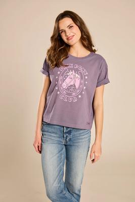 Show full view: LIFE IS GOOD Women's Pink Pony Club Crusher Boxy Tee, Medium slide 3 of 4