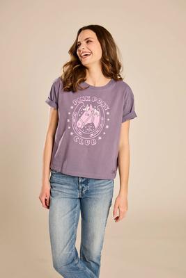 Show full view: LIFE IS GOOD Women's Pink Pony Club Crusher Boxy Tee, Medium slide 4 of 4