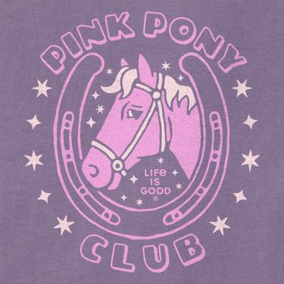 Show full view: LIFE IS GOOD Women's Pink Pony Club Crusher Boxy Tee, Medium slide 2 of 4