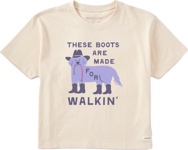 LIFE IS GOOD Women's These Boots are Made for Walkin Dog Crusher Boxy Tee
