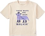 LIFE IS GOOD Women's These Boots are Made for Walkin Dog Crusher Boxy Tee, Medium